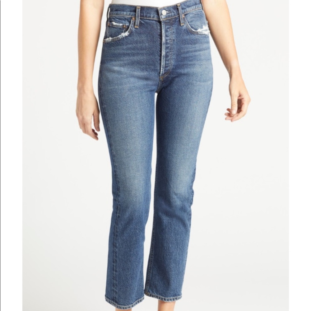 NWT AGOLDE Riley high rise straight crop Jean size 28